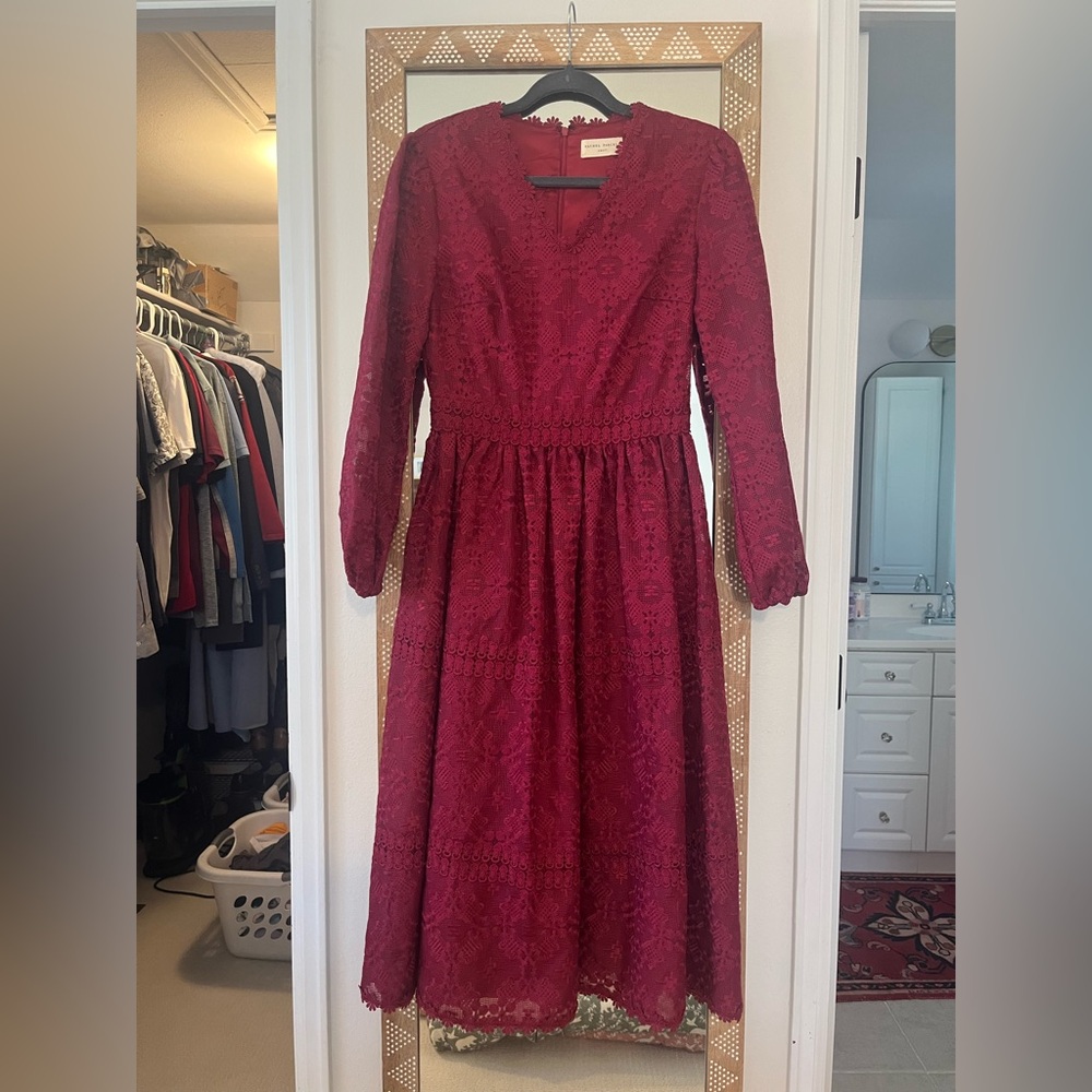 Rachel Parcell Red A-Line Bishop Sleeve Dress